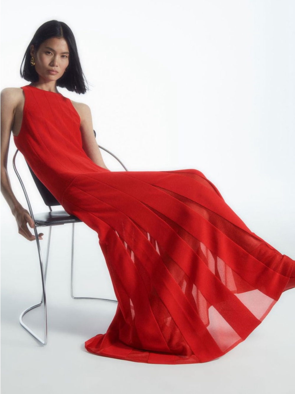 COS Vibrant Red Ribbed Maxi Dress - Picture 2 of 8
